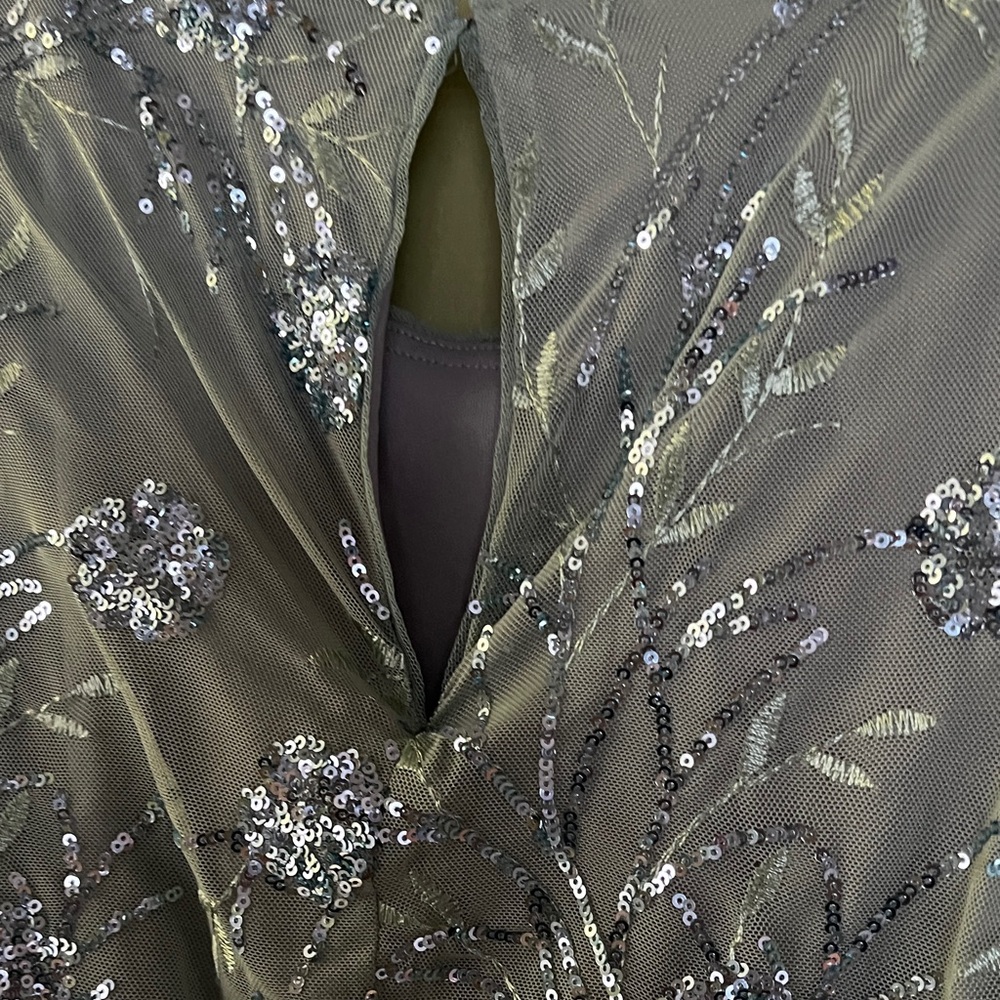 SLNY Elegant Green Sequins Maxi Dress - Picture 6 of 7